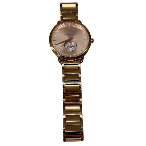 Michael Kors Portia Rose Gold Pink Heart Watch in Box 36mm - Picture 12 of 13